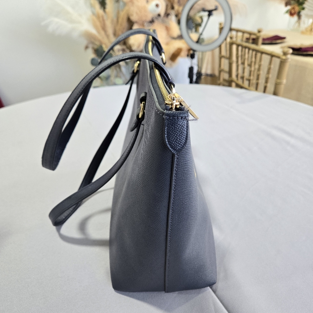 Coach (F79608) Signature Blue Leather Gallery Tote Shoulder Handbag Large ZipTop - Picture 4 of 16